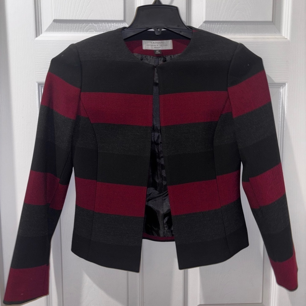 TAHARI Color Block Stripe Blazer SZ 0P - Picture 2 of 9